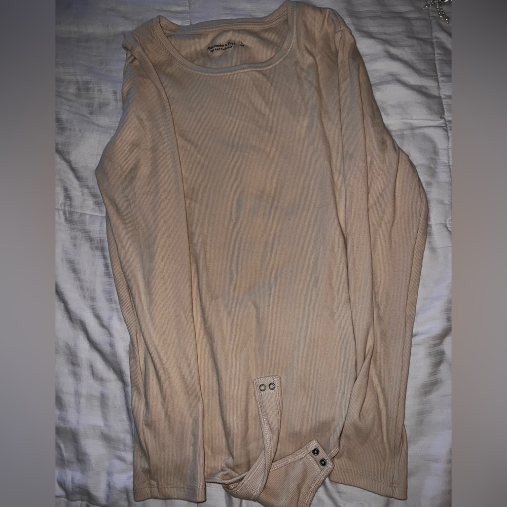Abercrombie & Fitch size L beige long sleeve bodysuit